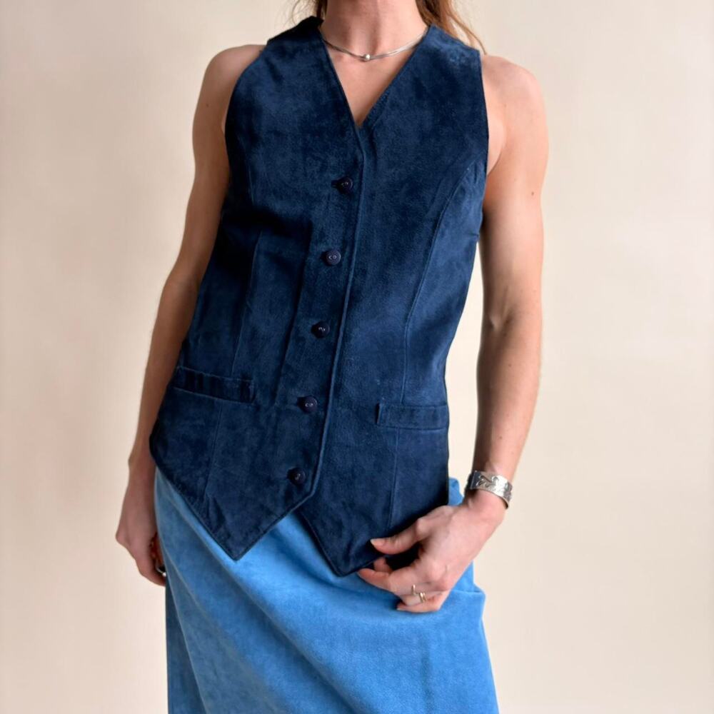 B.B. Dakota Navy Suede Vest - Size Small